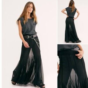 NWT Free People Gadot half slip see through Black mesh convertible Maxi Skirt XL